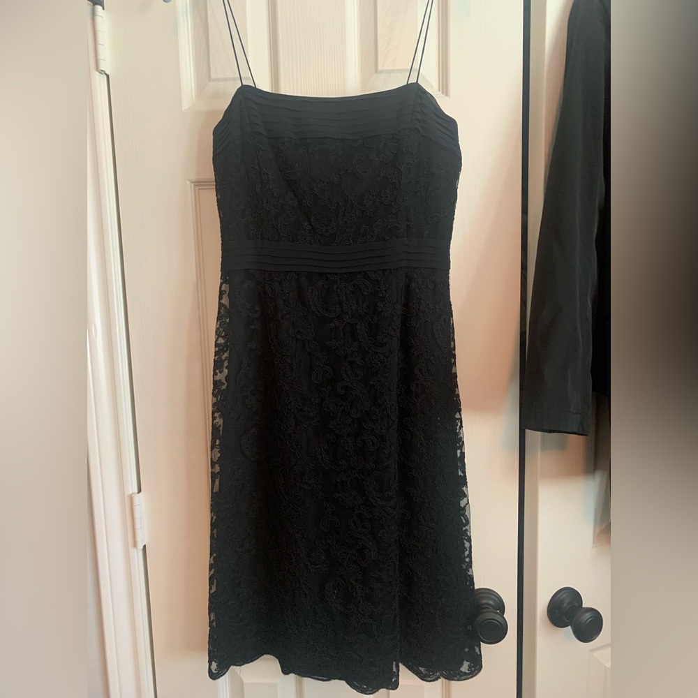 Ann Taylor Spaghetti Strap Black Lace Dress